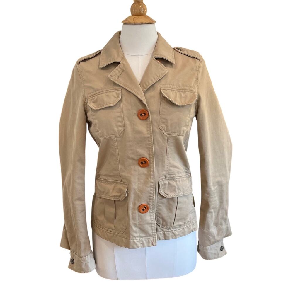 Vintage Old Navy Tan Utility Jacket, Flap Pockets. Y2K, Size M
